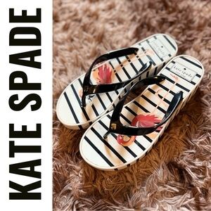 Kate Spade Black and White Flamingo Platform Flip Flop Sandals -Sz 8-